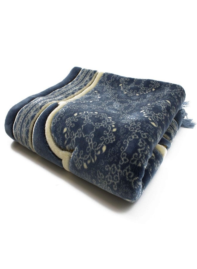 Modefa Turkish Islamic Prayer Rug - Soft Velvet Janamaz Praying Carpet - Comfortable Muslim Praying Mat for Men & Women - Ramadan or Eid Gift - with Kufi Prayer Cap - Elegant Swirl (Blue) - Image 5